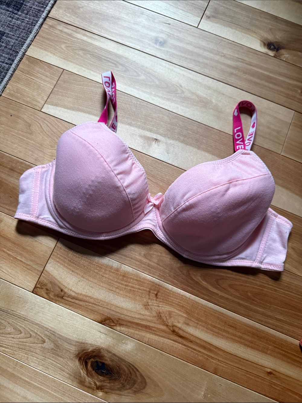 Light Pink Padded Underwire Bra with Branded Straps
